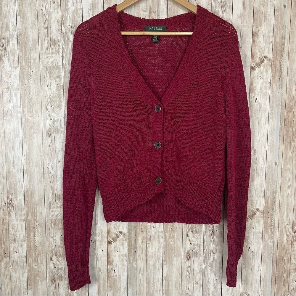 Lauren by Ralph Lauren Button Front Long Sleeve Cardigan Size Large Women